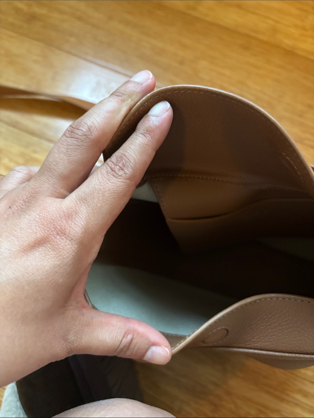 Polene Brown Pebbled Leather Crossbody Bag - Picture 6 of 8